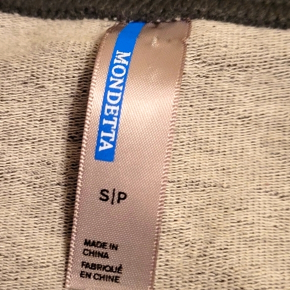 Gray Mondetta Scoop Sweatshirt Drawstring Neck Slim Fit Seamed Detail S - Picture 7 of 7